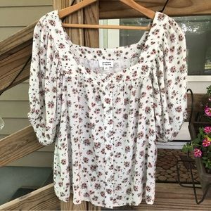 🌼NWOT Jacey Duprie Square Neck Floral Blouse Size Small